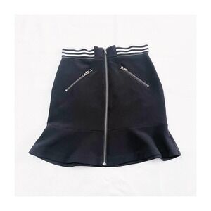 Yigal x Aqua Banded Stripe Waist Skirt B&W SZ XS